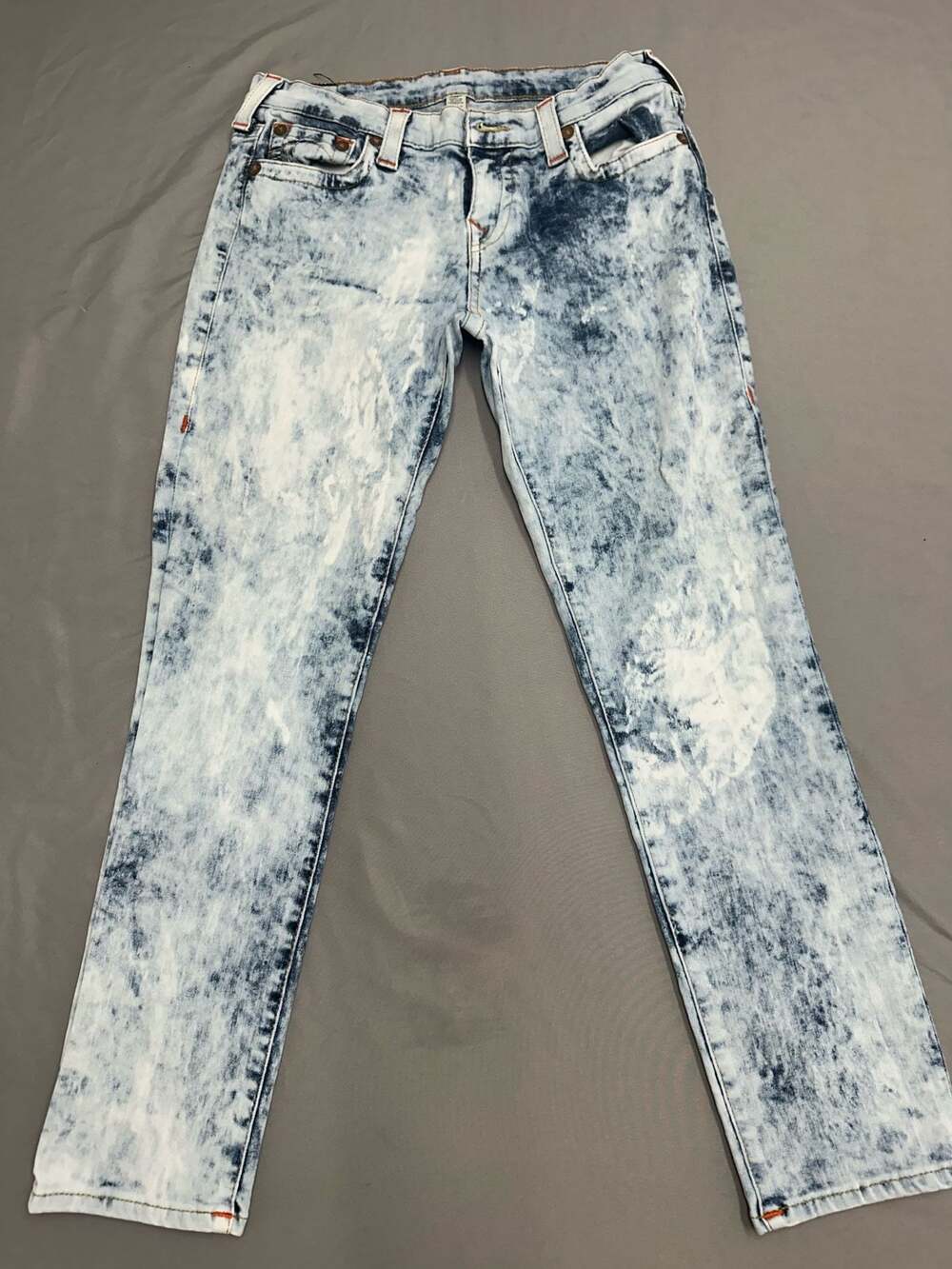 True Religion World Tour Section Boyfriend Acid Wash Jeans